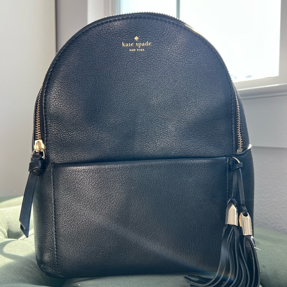 Kate Spade Black Leather Backpack